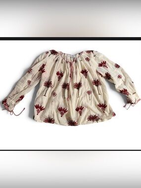 Antik Batik Palmio red palms blouse top L